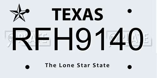 RFH9140 Texas License Plate