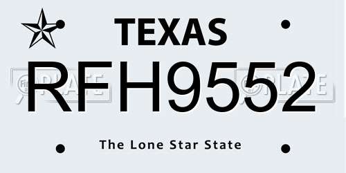 RFH9552 Texas License Plate