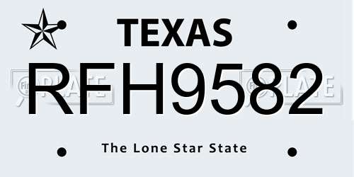RFH9582 Texas License Plate