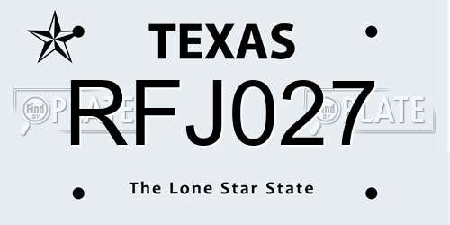 RFJ027 Texas License Plate