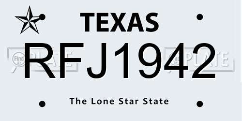 RFJ1942 Texas License Plate