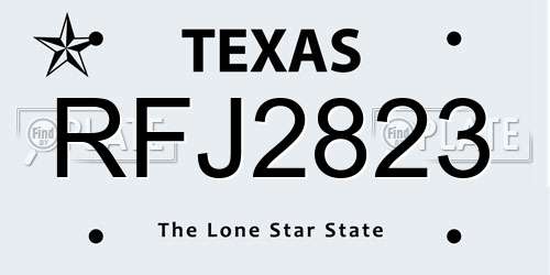 RFJ2823 Texas License Plate