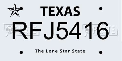RFJ5416 Texas License Plate