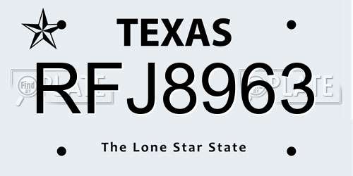 RFJ8963 Texas License Plate