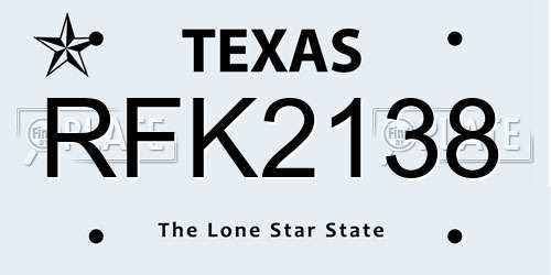 RFK2138 Texas License Plate