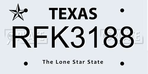 RFK3188 Texas License Plate