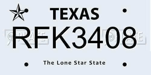 RFK3408 Texas License Plate