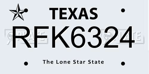 RFK6324 Texas License Plate