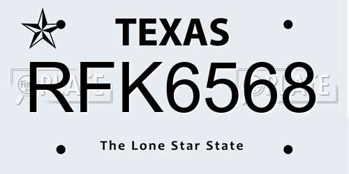 RFK6568 Texas License Plate