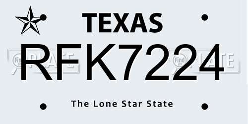 RFK7224 Texas License Plate