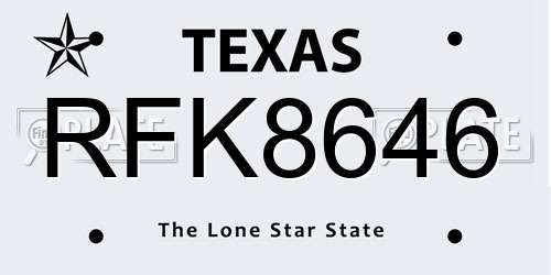 RFK8646 Texas License Plate
