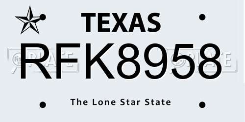 RFK8958 Texas License Plate