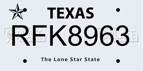 RFK8963 Texas License Plate
