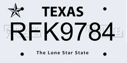 RFK9784 Texas License Plate