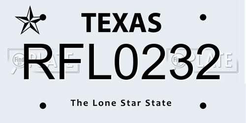 RFL0232 Texas License Plate