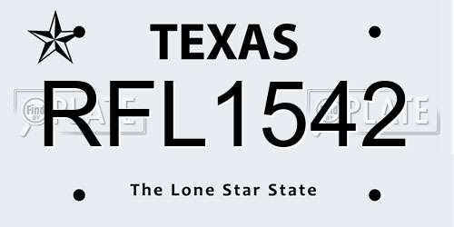 RFL1542 Texas License Plate