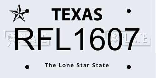 RFL1607 Texas License Plate