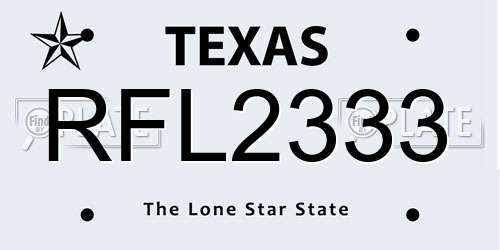 RFL2333 Texas License Plate
