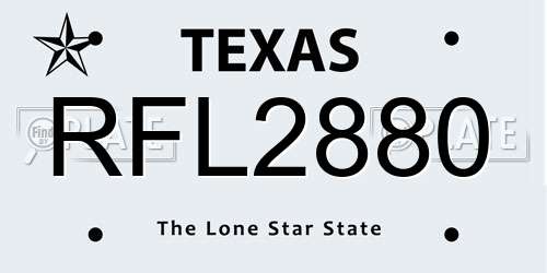 RFL2880 Texas License Plate