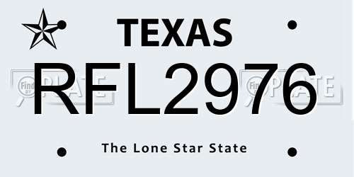 RFL2976 Texas License Plate