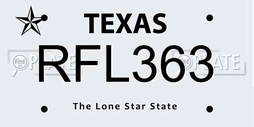 RFL363 Texas License Plate
