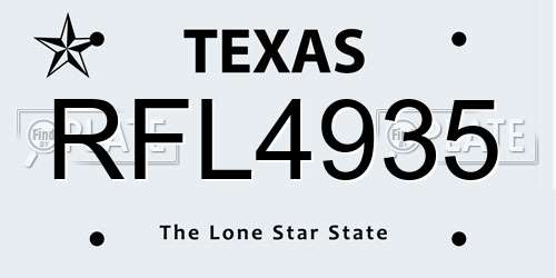 RFL4935 Texas License Plate