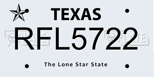 RFL5722 Texas License Plate