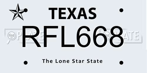 RFL668 Texas License Plate