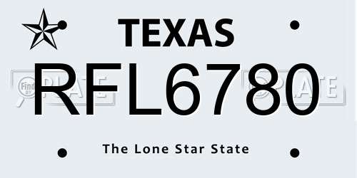 RFL6780 Texas License Plate