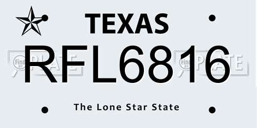 RFL6816 Texas License Plate