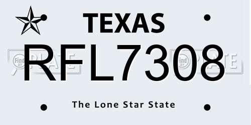 RFL7308 Texas License Plate