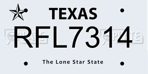 RFL7314 Texas License Plate