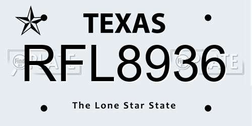 RFL8936 Texas License Plate