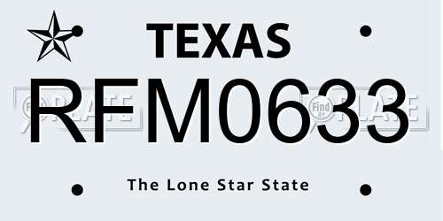 RFM0633 Texas License Plate