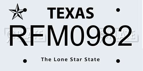 RFM0982 Texas License Plate