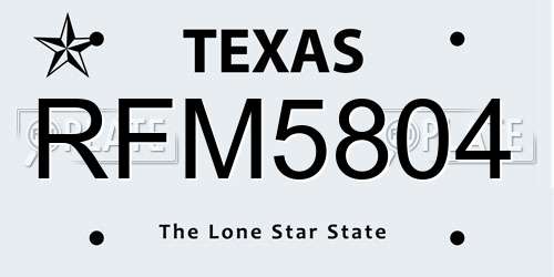 RFM5804 Texas License Plate