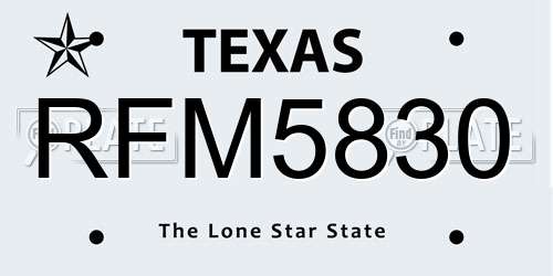 RFM5830 Texas License Plate
