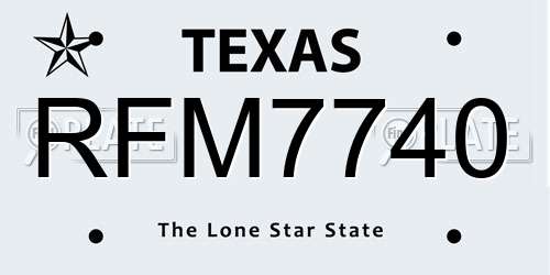 RFM7740 Texas License Plate