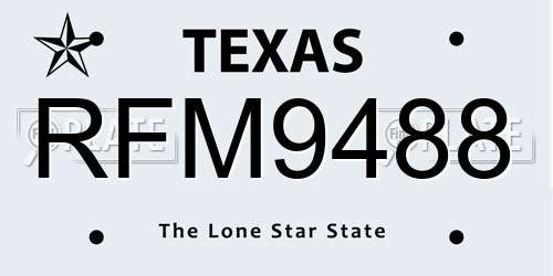 RFM9488 Texas License Plate