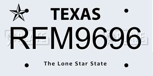 RFM9696 Texas License Plate