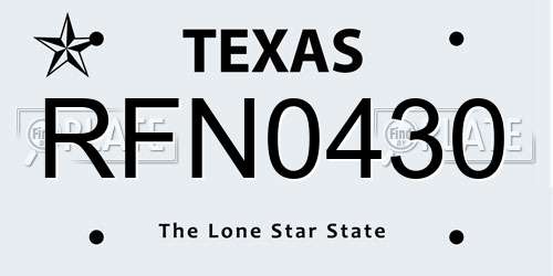 RFN0430 Texas License Plate