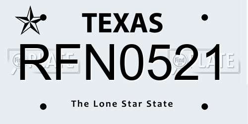 RFN0521 Texas License Plate