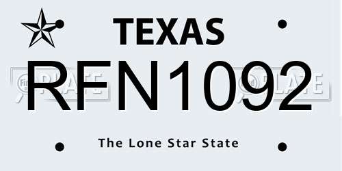 RFN1092 Texas License Plate