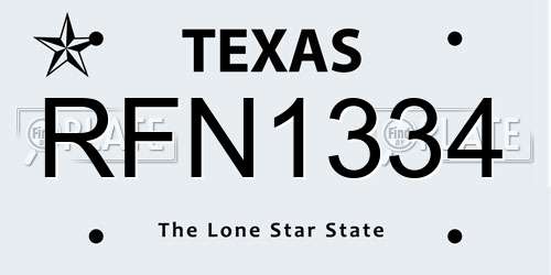 RFN1334 Texas License Plate