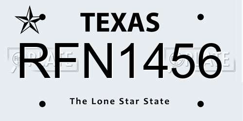 RFN1456 Texas License Plate
