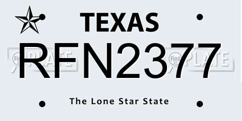 RFN2377 Texas License Plate