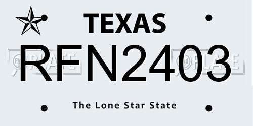 RFN2403 Texas License Plate