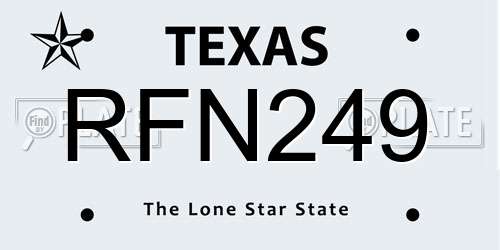 RFN249 Texas License Plate