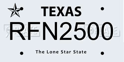 RFN2500 Texas License Plate