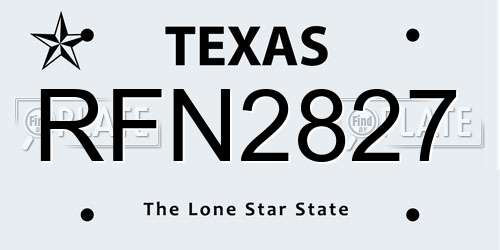 RFN2827 Texas License Plate